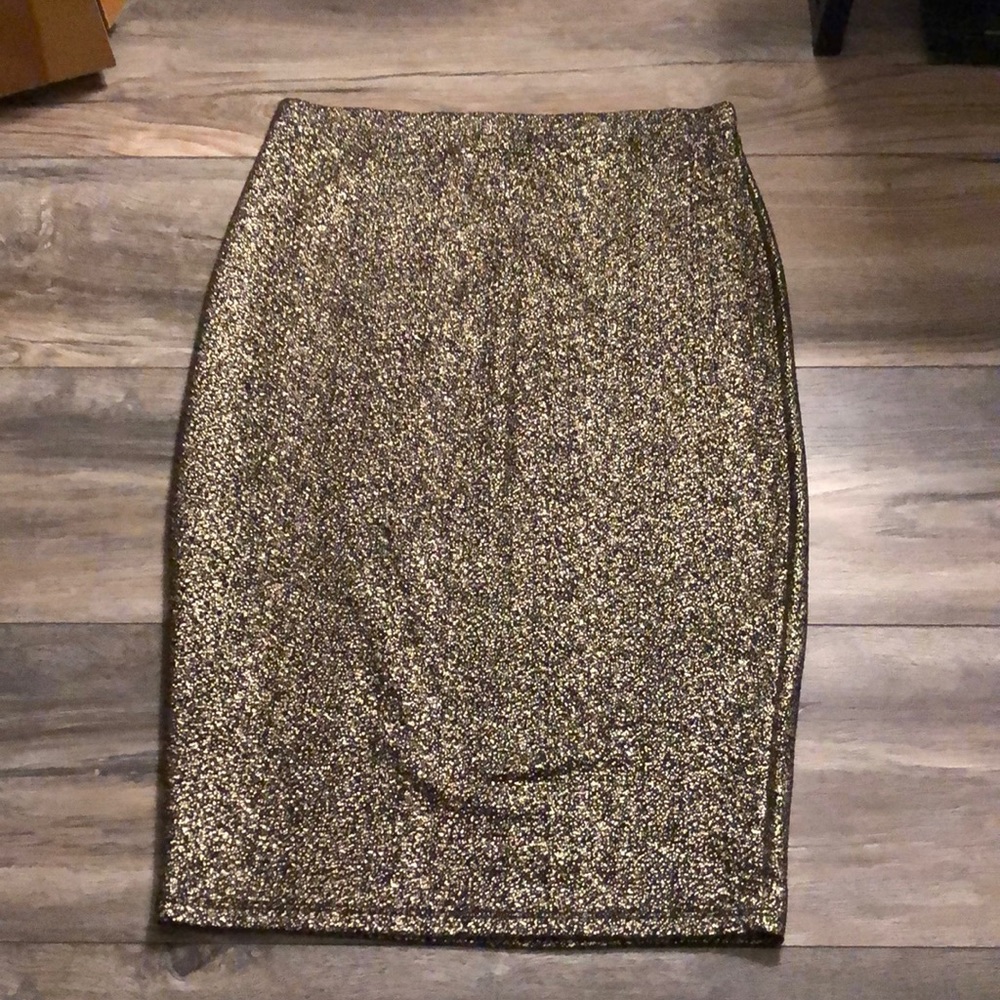 Black gold shimmer midi skirt